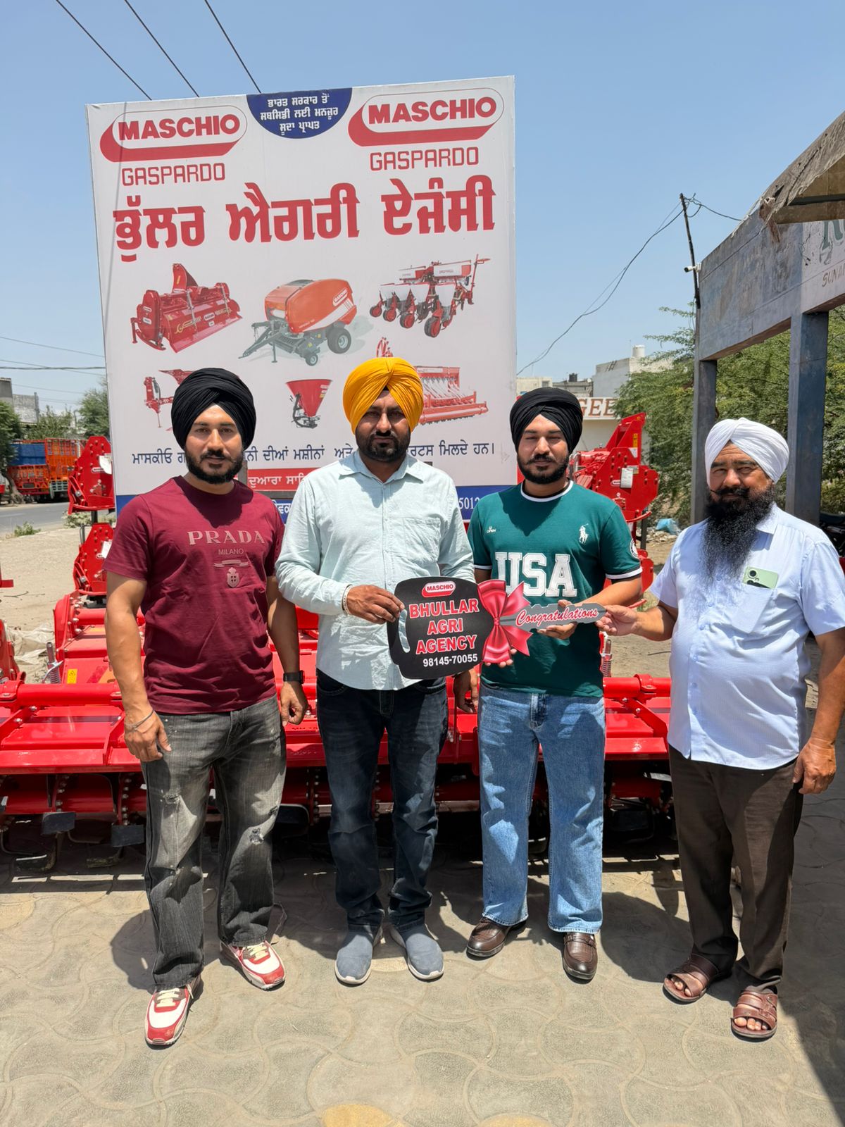 Happy customer taking delivery of a Maschio Gaspardo implement from Bhullar Agri Agency #4