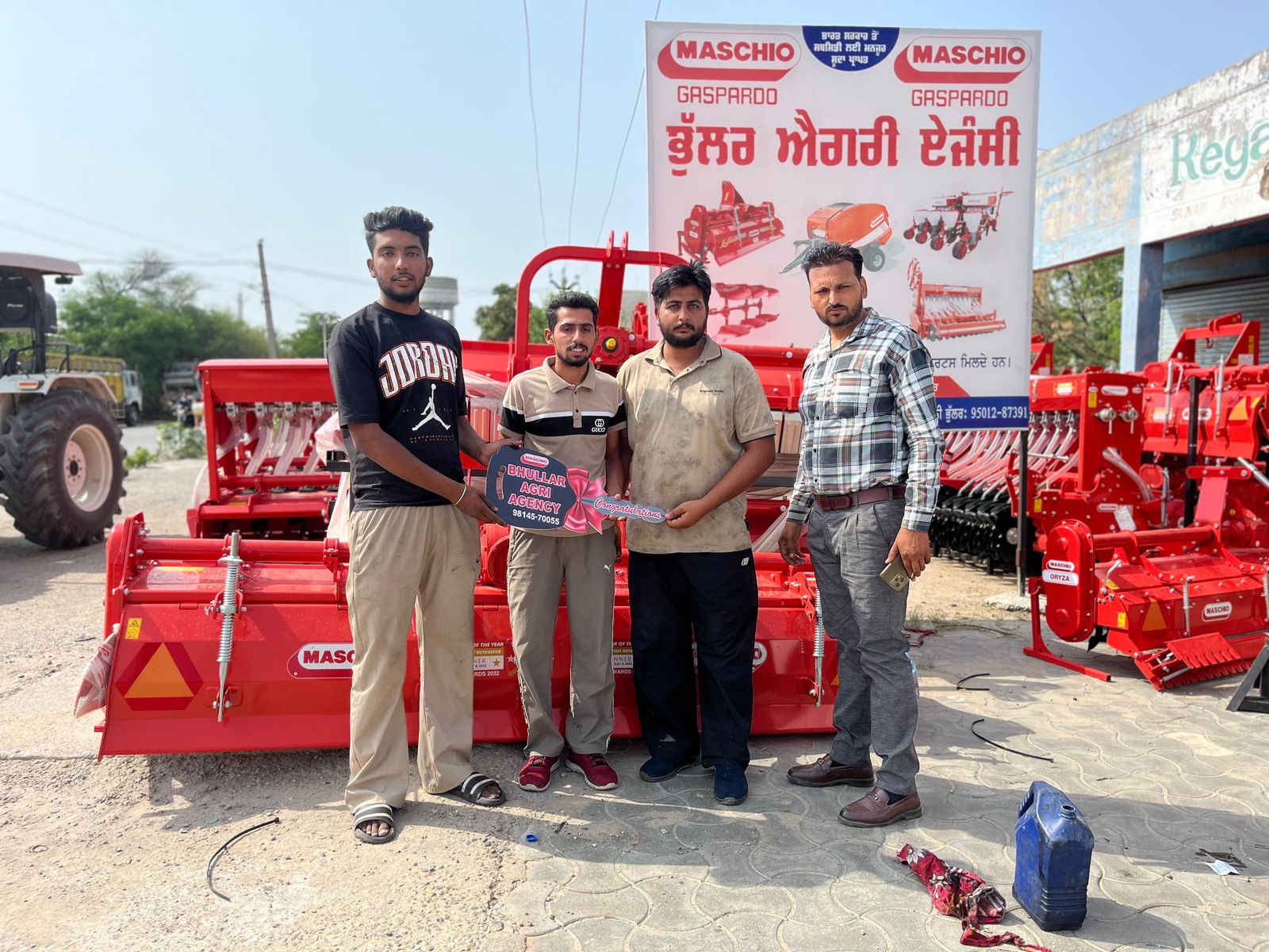 Happy customer taking delivery of a Maschio Gaspardo implement from Bhullar Agri Agency #3