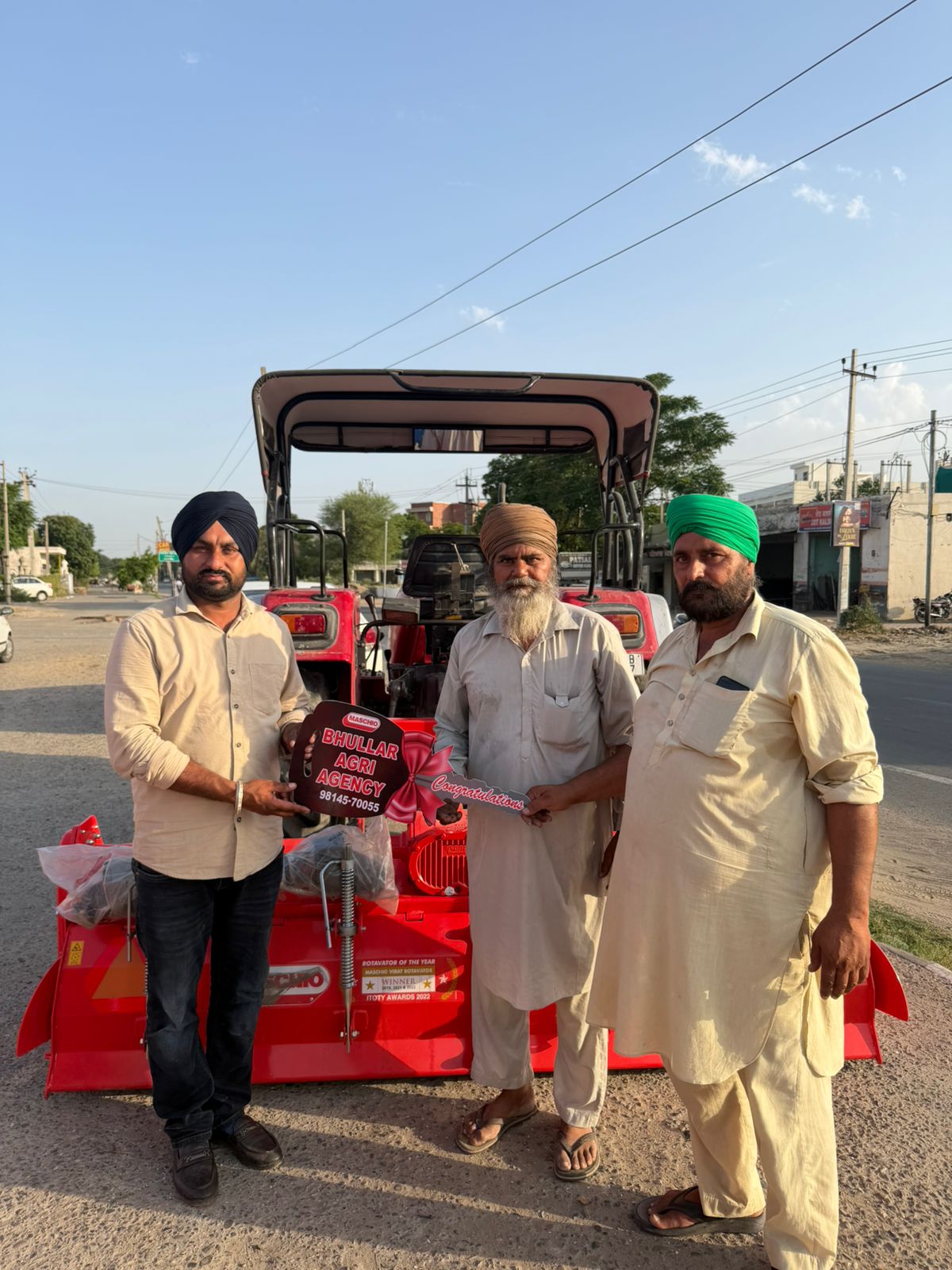 Happy customer taking delivery of a Maschio Gaspardo implement from Bhullar Agri Agency #1